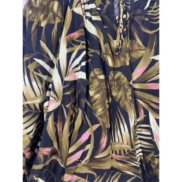 Old Navy Tunic Blouse Top Shirt XL Black Tropical Floral Vacation Beachy Boho - Picture 6 of 11